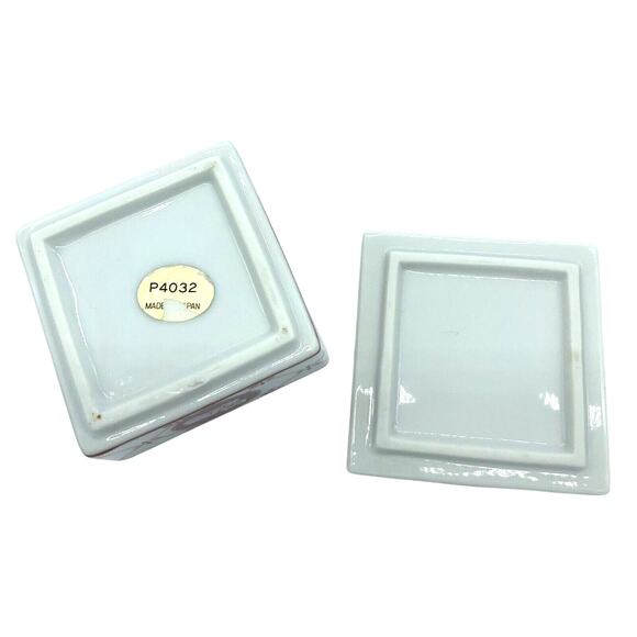 Collectible Cat Feline Porcelain Square Trinket Box P4032 Japan 2.5 Inches - Picture 5 of 6